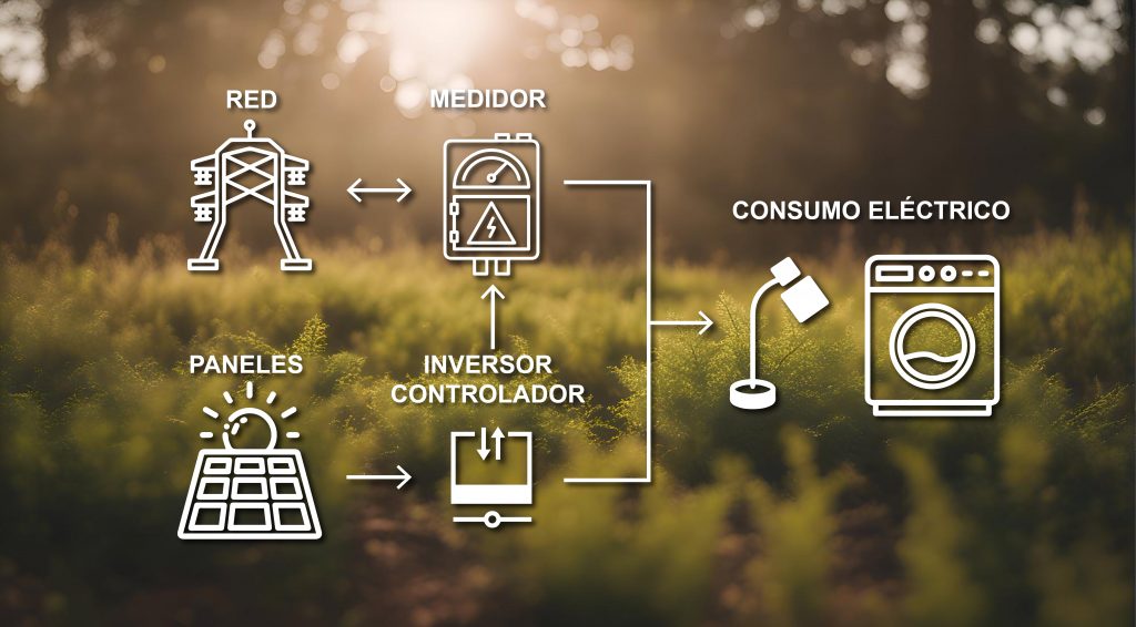 Diagrama del funcionamiento del sistema on GRID. En la red.